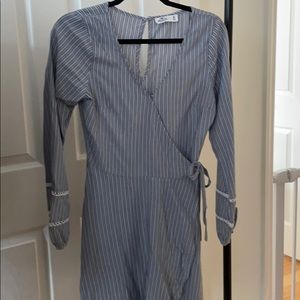 Hollister Blue and white line wrap dress